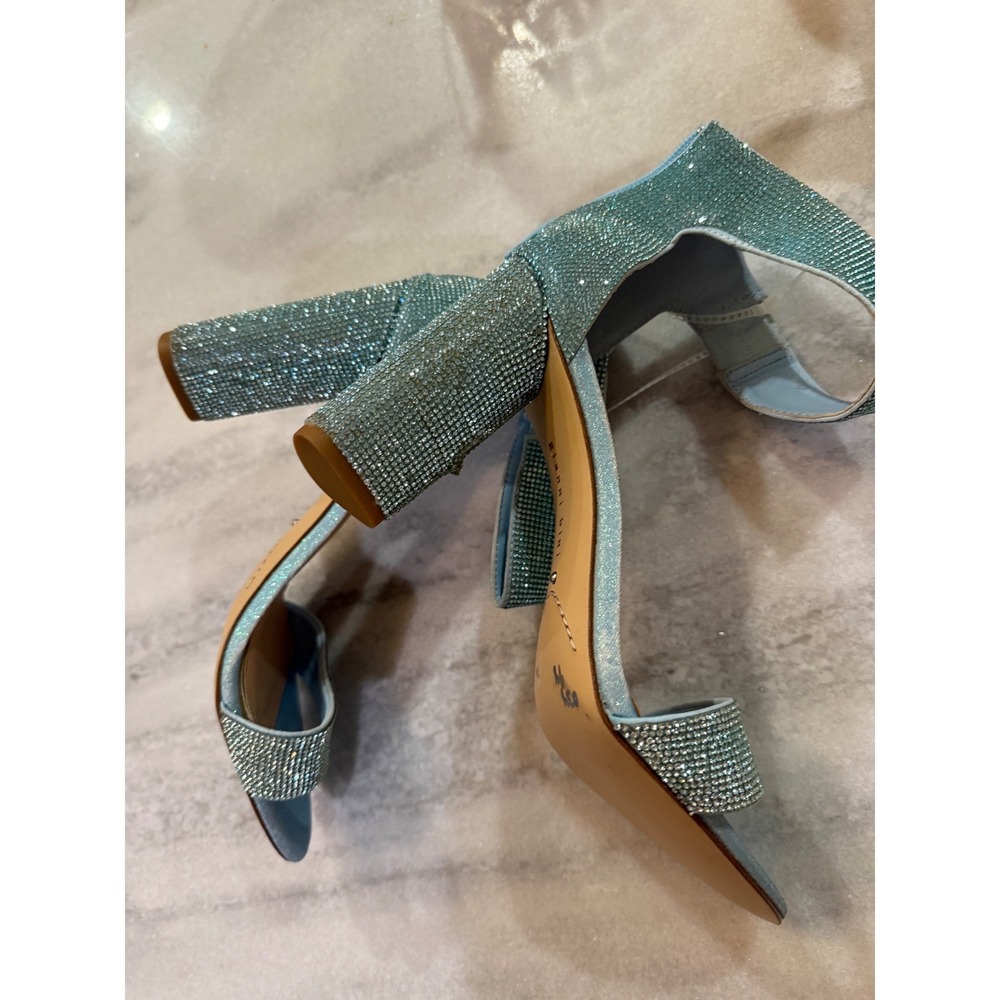 Gianni Bini Womens Sky Blue Rhinestone Block Heel Ankle Strap Sandals Size 10 - Picture 7 of 15